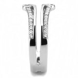 DA242 - High polished (no plating) Stainless Steel Ring with AAA Grade CZ in Clear - Alamode - Flyclothing LLC