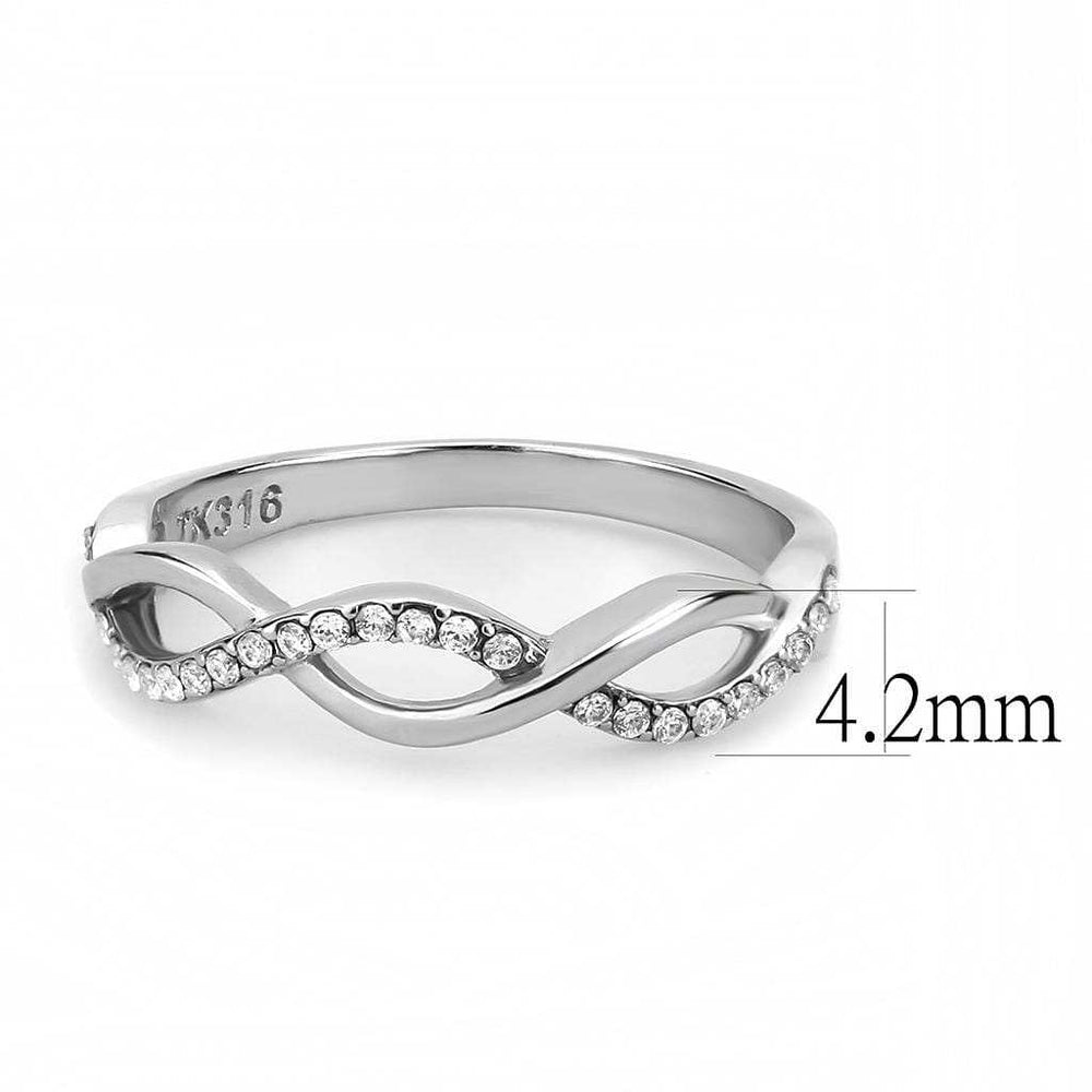 DA243 - High polished (no plating) Stainless Steel Ring with AAA Grade CZ in Clear - Alamode - Flyclothing LLC