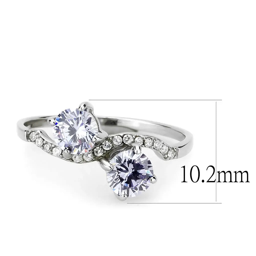 DA244 - High polished (no plating) Stainless Steel Ring with AAA Grade CZ in Light Amethyst - Alamode - Flyclothing LLC