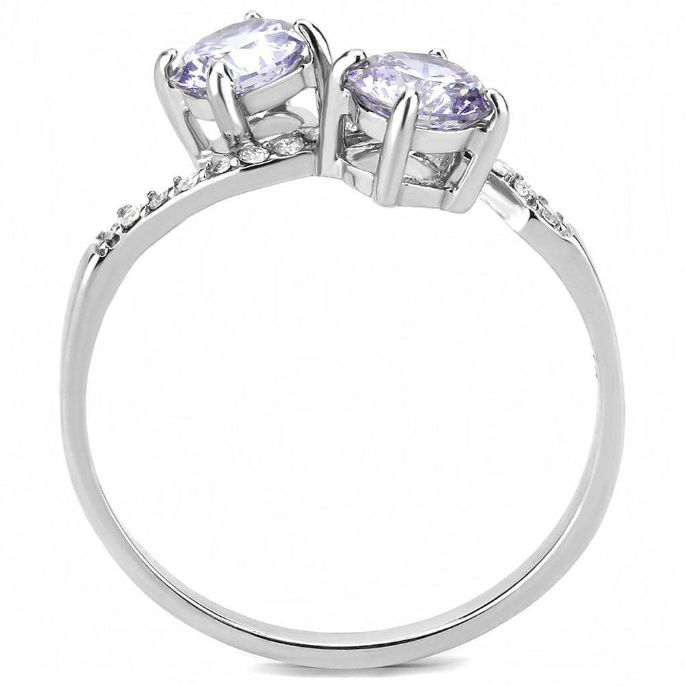 DA244 - High polished (no plating) Stainless Steel Ring with AAA Grade CZ in Light Amethyst - Alamode - Flyclothing LLC