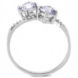 DA244 - High polished (no plating) Stainless Steel Ring with AAA Grade CZ  in Light Amethyst - Alamode