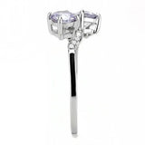 DA244 - High polished (no plating) Stainless Steel Ring with AAA Grade CZ in Light Amethyst - Alamode - Flyclothing LLC