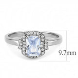 DA246 - High polished (no plating) Stainless Steel Ring with AAA Grade CZ  in Light Amethyst
