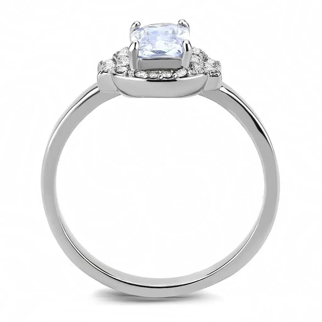 DA246 - High polished (no plating) Stainless Steel Ring with AAA Grade CZ in Light Amethyst - Alamode - Flyclothing LLC