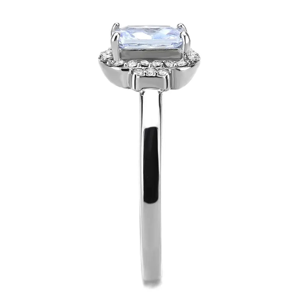 DA246 - High polished (no plating) Stainless Steel Ring with AAA Grade CZ in Light Amethyst - Alamode - Flyclothing LLC