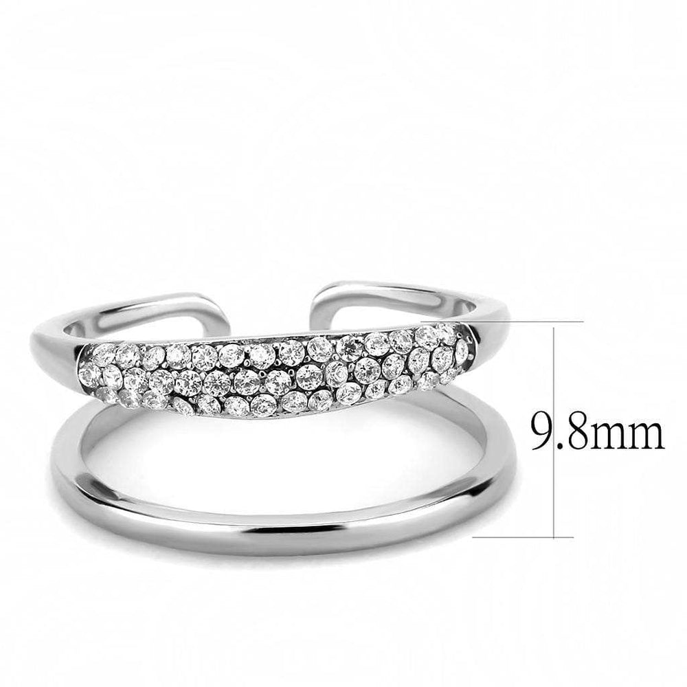 DA247 - High polished (no plating) Stainless Steel Ring with AAA Grade CZ in Clear - Alamode - Flyclothing LLC