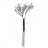 DA248 - High polished (no plating) Stainless Steel Ring with AAA Grade CZ in Clear - Alamode - Flyclothing LLC