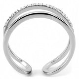 DA249 - High polished (no plating) Stainless Steel Ring with AAA Grade CZ  in Clear - Alamode