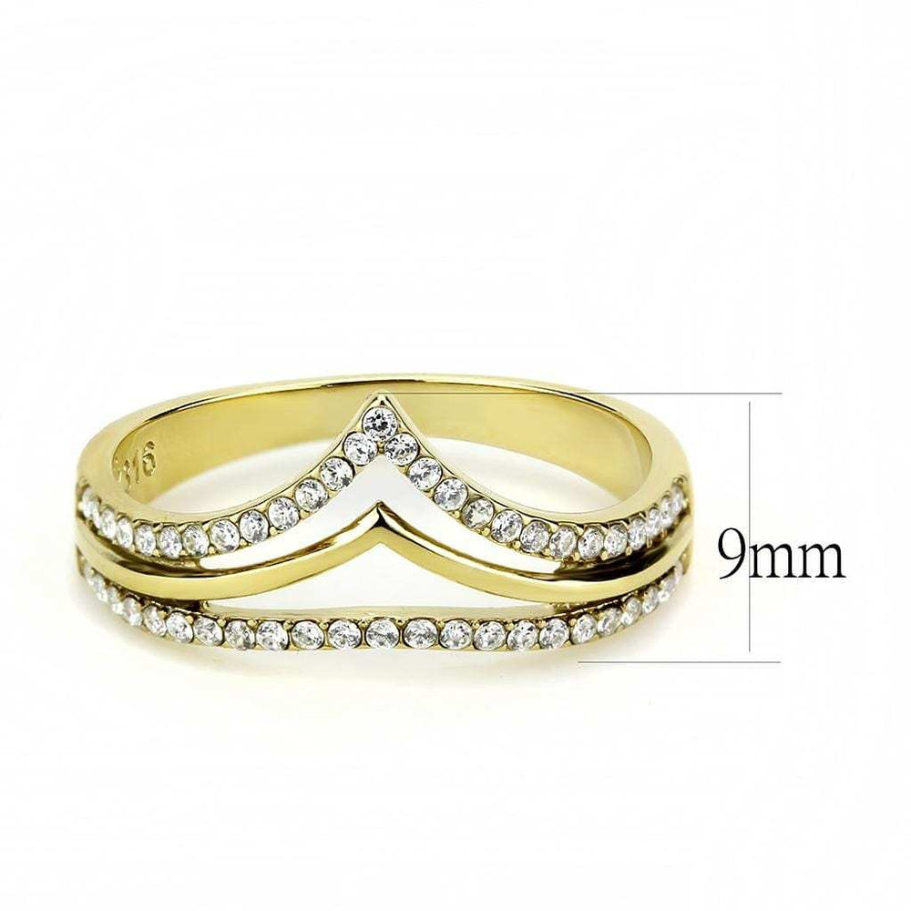 DA250 - IP Gold(Ion Plating) Stainless Steel Ring with AAA Grade CZ in Clear - Alamode - Flyclothing LLC
