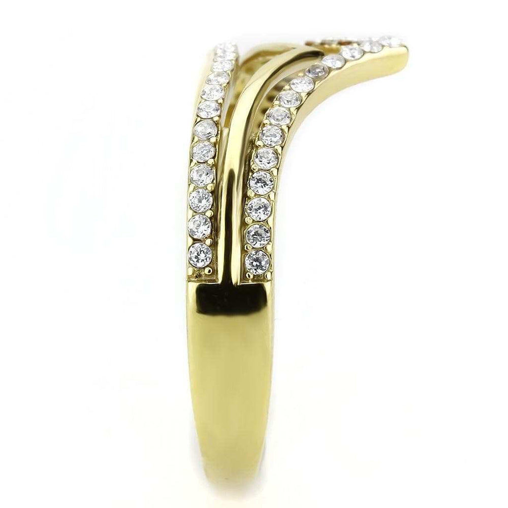 DA250 - IP Gold(Ion Plating) Stainless Steel Ring with AAA Grade CZ in Clear - Alamode - Flyclothing LLC