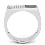 DA252 - High polished (no plating) Stainless Steel Ring with AAA Grade CZ in Black Diamond - Alamode - Flyclothing LLC