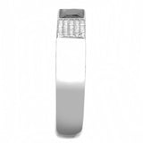 DA252 - High polished (no plating) Stainless Steel Ring with AAA Grade CZ  in Black Diamond - Alamode