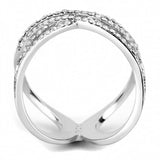 DA255 - High polished (no plating) Stainless Steel Ring with AAA Grade CZ  in Clear - Alamode