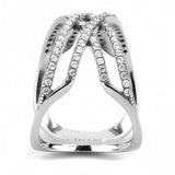 DA255 - High polished (no plating) Stainless Steel Ring with AAA Grade CZ  in Clear - Alamode