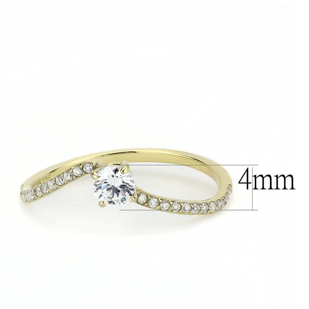 DA256 - IP Gold(Ion Plating) Stainless Steel Ring with AAA Grade CZ in Clear - Alamode - Flyclothing LLC
