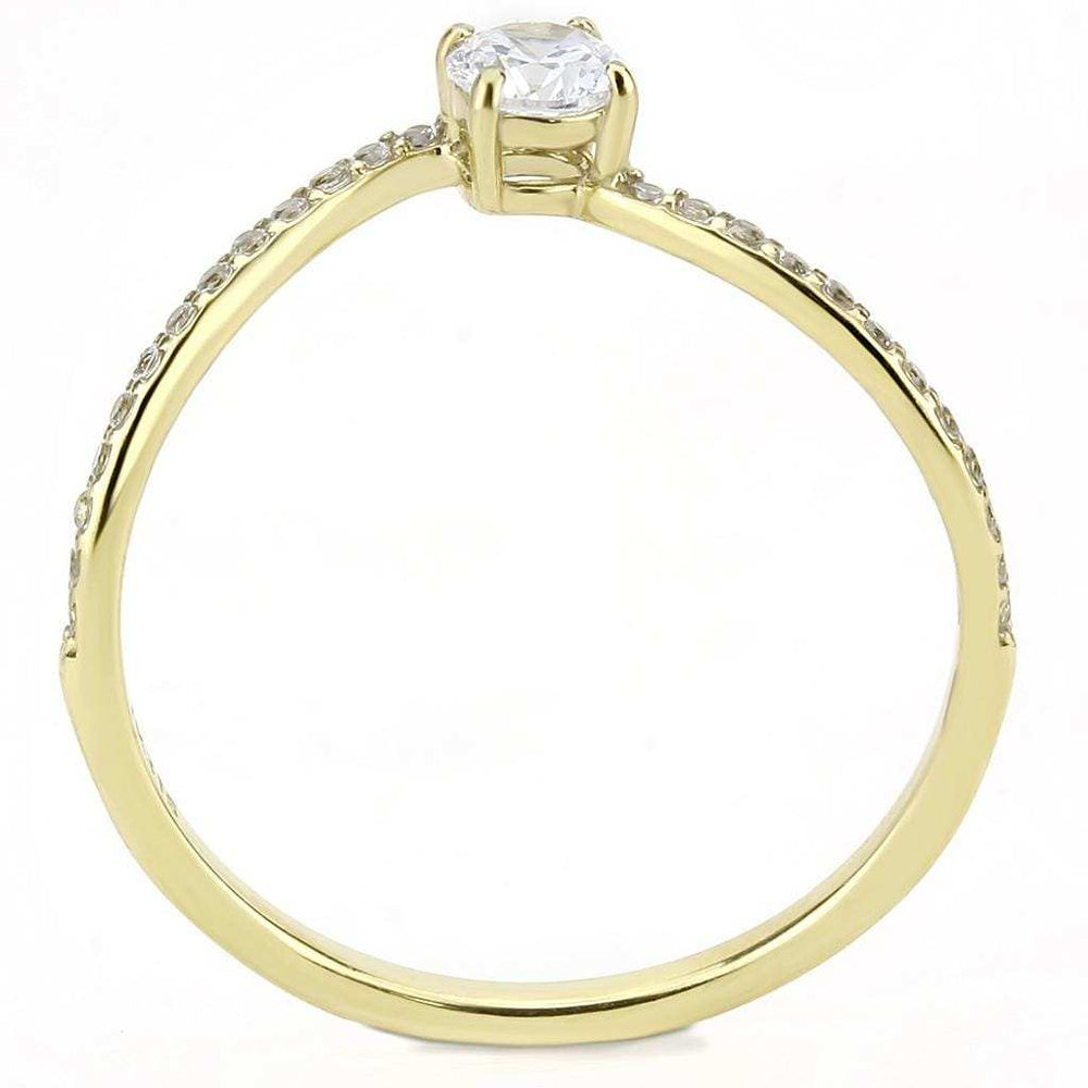 DA256 - IP Gold(Ion Plating) Stainless Steel Ring with AAA Grade CZ in Clear - Alamode - Flyclothing LLC