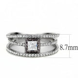 DA257 - High polished (no plating) Stainless Steel Ring with AAA Grade CZ in Clear - Alamode - Flyclothing LLC