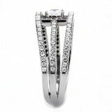 DA257 - High polished (no plating) Stainless Steel Ring with AAA Grade CZ in Clear - Alamode - Flyclothing LLC