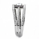 DA257 - High polished (no plating) Stainless Steel Ring with AAA Grade CZ  in Clear - Alamode