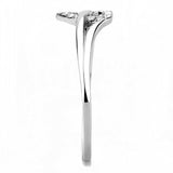 DA259 - High polished (no plating) Stainless Steel Ring with AAA Grade CZ in Clear - Alamode - Flyclothing LLC