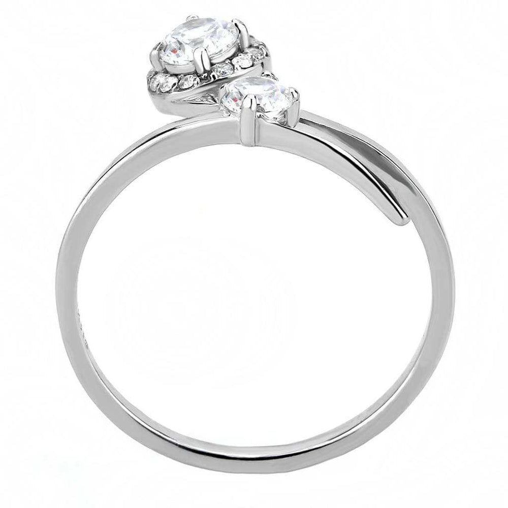 DA260 - High polished (no plating) Stainless Steel Ring with AAA Grade CZ in Clear - Alamode - Flyclothing LLC