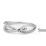 DA261 - High polished (no plating) Stainless Steel Ring with AAA Grade CZ in Clear - Alamode - Flyclothing LLC