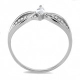 DA262 - High polished (no plating) Stainless Steel Ring with AAA Grade CZ  in Clear - Alamode