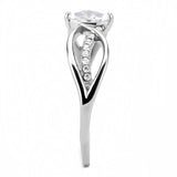 DA262 - High polished (no plating) Stainless Steel Ring with AAA Grade CZ  in Clear - Alamode