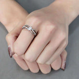 DA262 - High polished (no plating) Stainless Steel Ring with AAA Grade CZ in Clear - Alamode - Flyclothing LLC