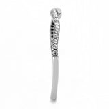 DA263 - High polished (no plating) Stainless Steel Ring with AAA Grade CZ  in Clear