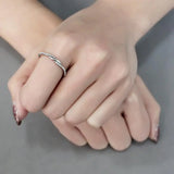 DA263 - High polished (no plating) Stainless Steel Ring with AAA Grade CZ in Clear - Alamode - Flyclothing LLC