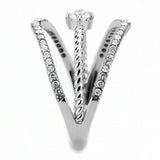 DA264 - High polished (no plating) Stainless Steel Ring with AAA Grade CZ in Clear - Alamode - Flyclothing LLC