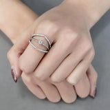 DA264 - High polished (no plating) Stainless Steel Ring with AAA Grade CZ in Clear - Alamode - Flyclothing LLC