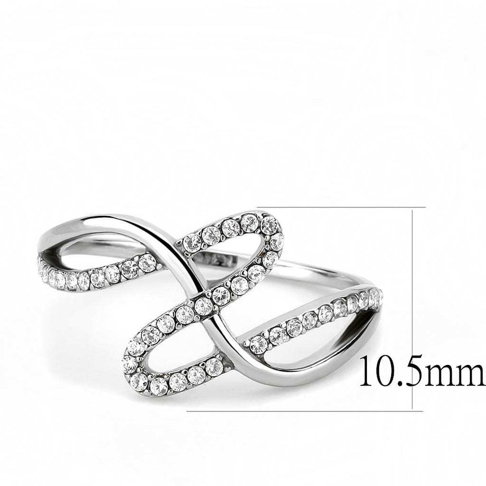 DA265 - High polished (no plating) Stainless Steel Ring with AAA Grade CZ in Clear - Alamode - Flyclothing LLC