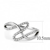 DA265 - High polished (no plating) Stainless Steel Ring with AAA Grade CZ  in Clear - Alamode