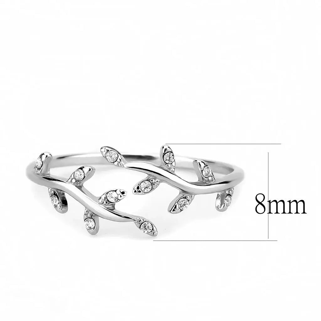 DA266 - High polished (no plating) Stainless Steel Ring with AAA Grade CZ in Clear - Alamode - Flyclothing LLC