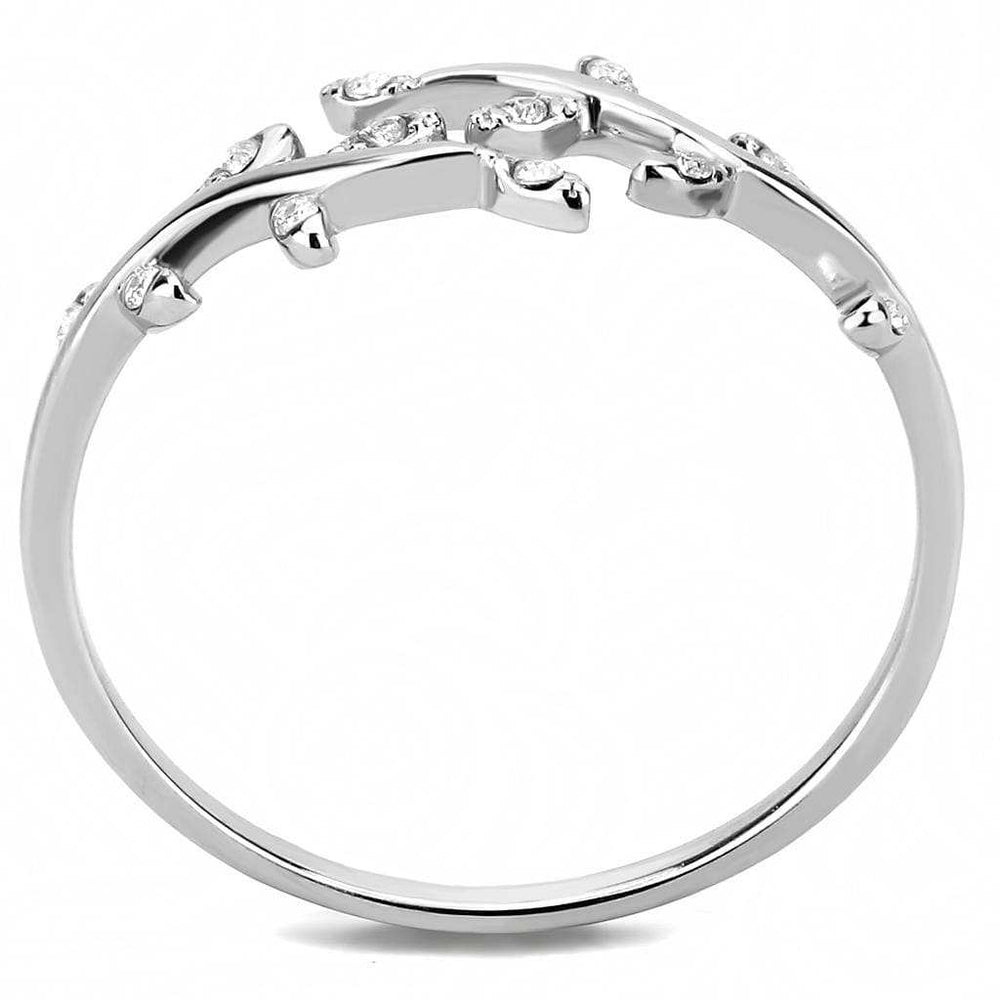 DA266 - High polished (no plating) Stainless Steel Ring with AAA Grade CZ in Clear - Alamode - Flyclothing LLC