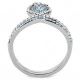 DA268 - High polished (no plating) Stainless Steel Ring with AAA Grade CZ  in Sea Blue - Alamode