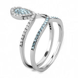 DA268 - High polished (no plating) Stainless Steel Ring with AAA Grade CZ  in Sea Blue - Alamode
