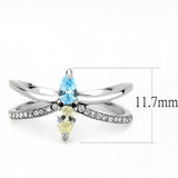 DA271 - High polished (no plating) Stainless Steel Ring with AAA Grade CZ in Multi Color - Alamode - Flyclothing LLC