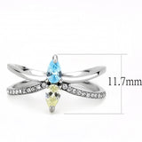 DA271 - High polished (no plating) Stainless Steel Ring with AAA Grade CZ  in Multi Color