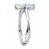 DA271 - High polished (no plating) Stainless Steel Ring with AAA Grade CZ  in Multi Color - Alamode