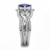 DA272 - High polished (no plating) Stainless Steel Ring with Synthetic Spinel in London Blue - Alamode - Flyclothing LLC
