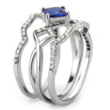 DA272 - High polished (no plating) Stainless Steel Ring with Synthetic Spinel in London Blue - Alamode - Flyclothing LLC