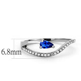 DA273 - High polished (no plating) Stainless Steel Ring with Synthetic Spinel in London Blue - Alamode