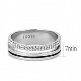 DA275 - High polished (no plating) Stainless Steel Ring with AAA Grade CZ in Clear - Alamode - Flyclothing LLC