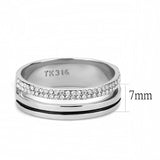 DA275 - High polished (no plating) Stainless Steel Ring with AAA Grade CZ  in Clear - Alamode