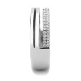 DA275 - High polished (no plating) Stainless Steel Ring with AAA Grade CZ in Clear - Alamode - Flyclothing LLC