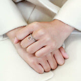 DA278 - Two-Tone IP Gold (Ion Plating) Stainless Steel Ring with AAA Grade CZ in Clear - Alamode - Flyclothing LLC