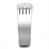 DA279 - High polished (no plating) Stainless Steel Ring with AAA Grade CZ in Clear - Alamode - Flyclothing LLC